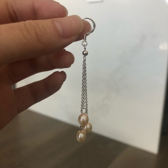 Jewelry - New Real freshwater AAA quality peach cream colored pearls earrings 925 silver